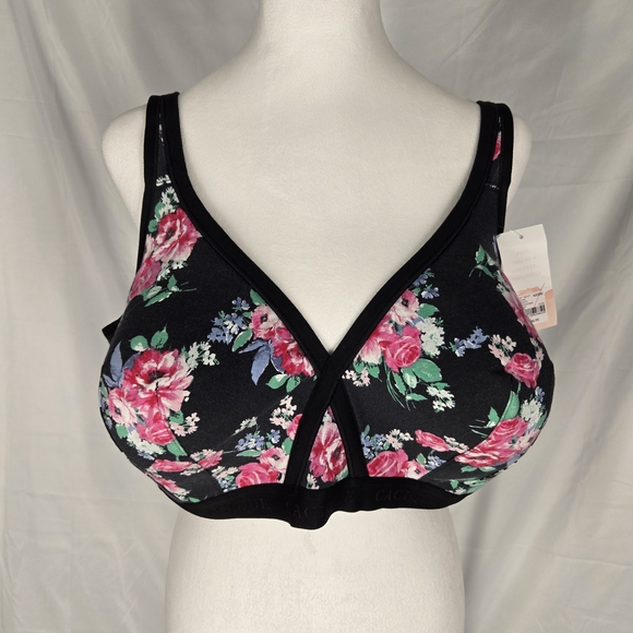 Cacique Other - NWT - Floral Print Women's Bra - Black and Pink - 42DDD
